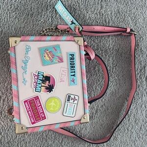 Aldo Pink and Blue Kids Crossbody Bag with Fun Patches